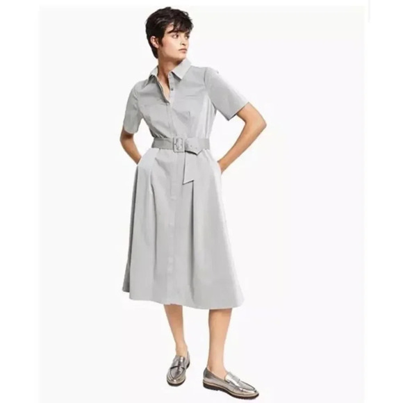 Alfani Embossed Faux-Leather Shirtdress, - Picture 3 of 10